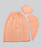 Набор для сауны 3 пр.:парео, капор, полотенце махровый женский персиковый